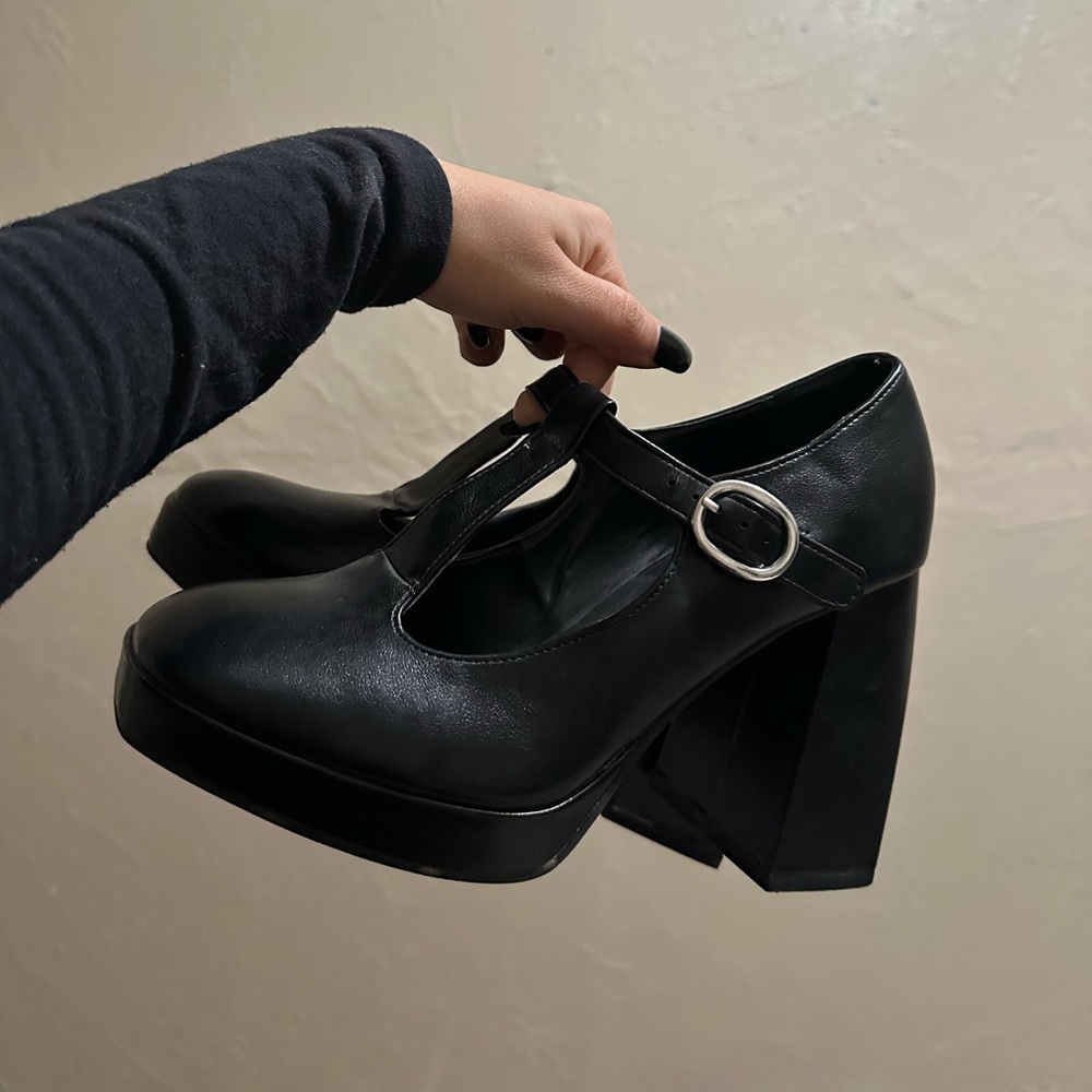 BAMBOO Black Mary Jane Heels